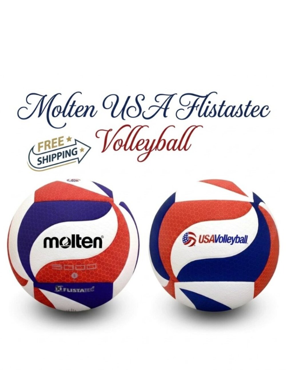 Molten FLISTATEC Volleyball Official USAV NCAA Approved Red White Blue Size 5